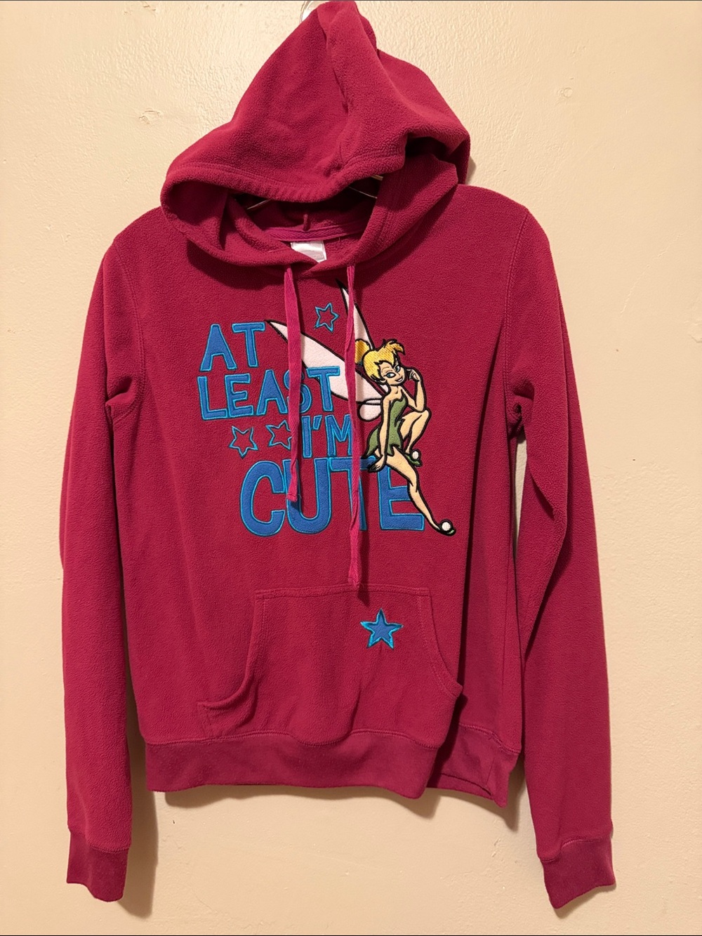 Disney Maroon Hooded Pullover with Tinker Bell Graphic
